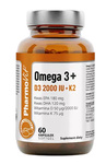 Omega 3 + vitamin D3 + K2 glutenfritt kosttillskott 60 kapslar - Pharmovit (Clean Label)