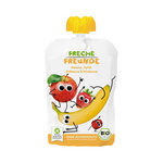 Ekologisk Klämmis banan, äpple, jordgubb, hallon, utan tillsatt socker, glutenfri, från 6 månader, 100 g – Freche Freunde