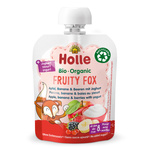 Ekologisk fruktpuré Räv (äpple-banan-skogsfrukt-yoghurt) utan tillsatt socker BIO 85 g – Holle