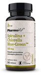 Spirulina + Chlorella Blue-Green kosttillskott (500 mg), glutenfritt, 180 tabletter – Pharmovit
